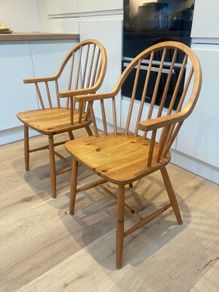Vintage Chairs x 2 - Windsor-style - Carver Armchairs