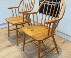 Vintage Chairs x 2 - Windsor-style - Carver Armchairs