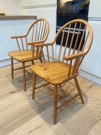 Vintage Chairs x 2 - Windsor-style - Carver Armchairs