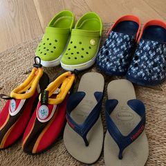 Boy shoes summer bundle crocs / havaianas flip flops/ swimming shoes