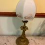 Antique / Vintage Brass Table Lamp with Frosted Glass Shade Image 2