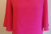 River Island Ladies High Neck Pink Top Wide 3/4 Sleeves Size UK8 Blouse