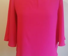 River Island Ladies High Neck Pink Top Wide 3/4 Sleeves Size UK8 Blouse