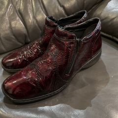 Riker Ankle Shoe Boots Patent Deep Burgundy Women's UK 7.5