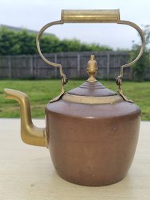 Antique copper and brass kettle