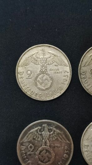 Complete Set - Germany 2 Reichsmark 1937 - All Mint Marks A,D,E,F,G,J