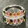 Sterling silver 925 ring with natural Multi-Tourmaline and Natural Zircon.With certificate Image 3