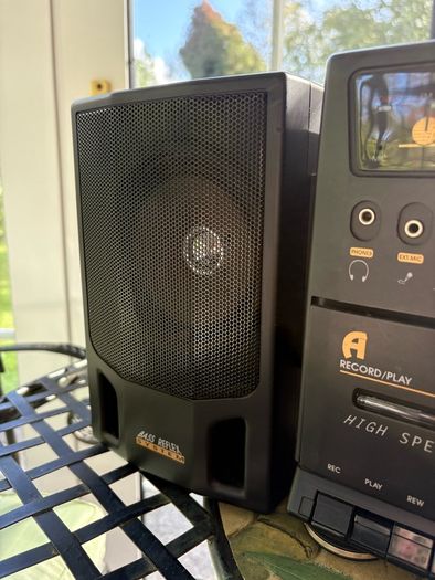 Radio and double cassette machine with speakers