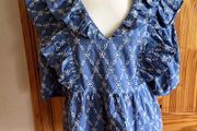 BNWTS Zara Ladies Blue and White Cotton top blouse size XL Uk 16 postage included