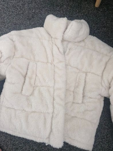 cream heavy fur effect puffa
