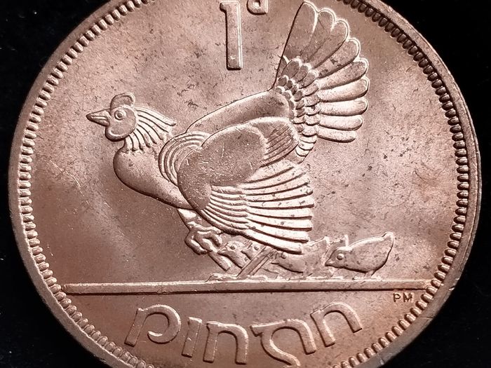 Ireland - 1968 - 1 Penny - 1d - Hen and Chicks - KM.11 - High Grade - [2707]