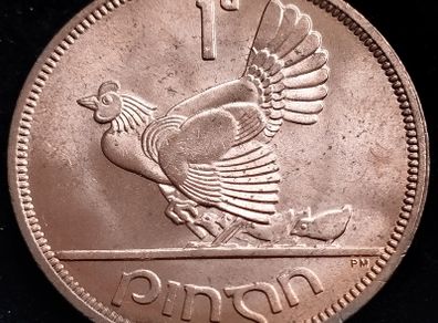 Ireland - 1968 - 1 Penny - 1d - Hen and Chicks - KM.11 - High Grade - [2707]