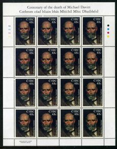 2006 Ireland Death Centenary of Michael Davitt Commemorative Stamp Sheetlet Plate 1A1A1A1A Mint Never Hinged (MNH)