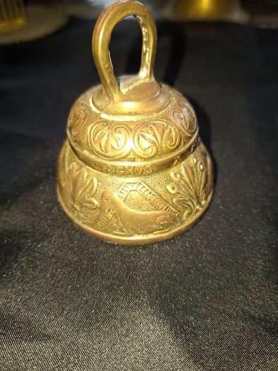 Antique Solid Brass Altar Bell Embossed Christian four traditional symbols of the Evangelists