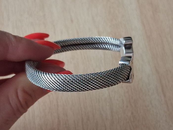 Tous silver mesh bangle bracelet with teddy bears