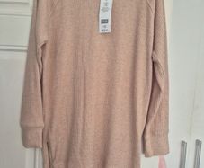 New Long side zip Beige Jumper