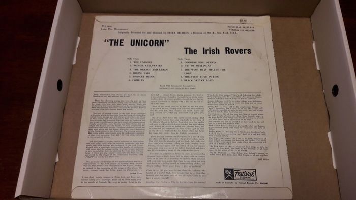 The Irish Rovers The Unicorn Australian Pressing Lp 1967