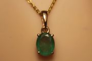 Lovely Petite Natural Zambian Emerald Pendant &amp; Chain