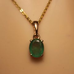 Lovely Petite Natural Zambian Emerald Pendant & Chain