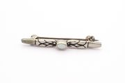 Vintage Sterling Silver Mother Of Pearl Bar Brooch