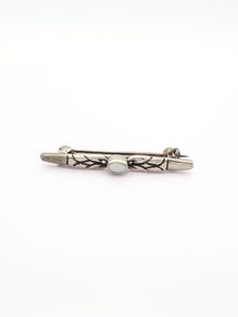 Vintage Sterling Silver Mother Of Pearl Bar Brooch