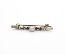 Vintage Sterling Silver Mother Of Pearl Bar Brooch