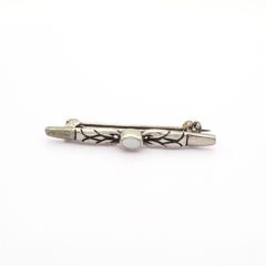 Vintage Sterling Silver Mother Of Pearl Bar Brooch