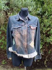 Vintage Cabbages and Roses Denim Jacket