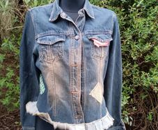 Vintage Cabbages and Roses Denim Jacket