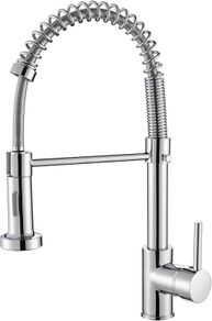 Kitchen Sink Mixer Tap, Spring Faucet with Pull Down Sprayer, 2 Spray Modes High Arc Single Handle Lever Kitchen Tap (Chrome