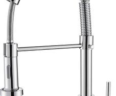 Kitchen Sink Mixer Tap, Spring Faucet with Pull Down Sprayer, 2 Spray Modes High Arc Single Handle Lever Kitchen Tap (Chrome
