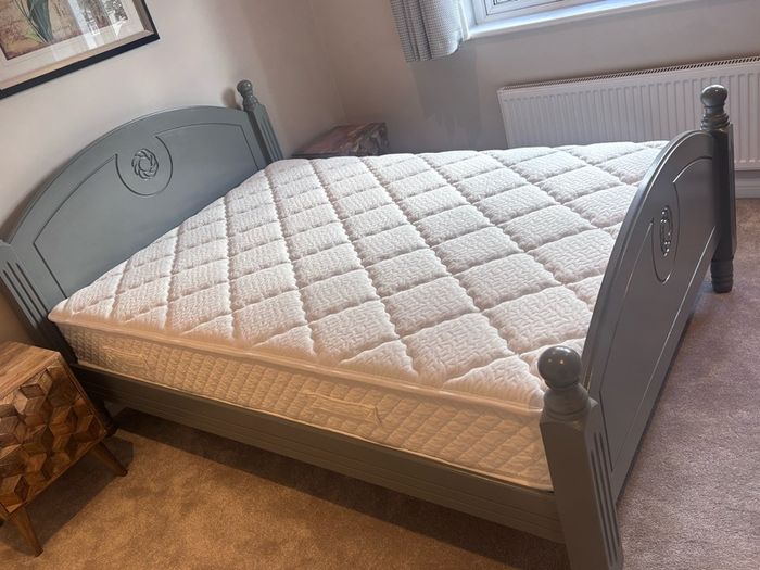 4ft6inch grey wooden bed with new mattress option
