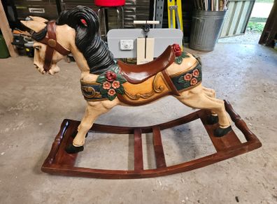 Handmade Handcrafted Wooden Painted Rocking Horse