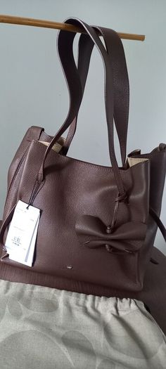 Weekend By MaxMara Falco Chocolate Brown Leather Tote with Pochette