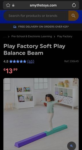 Play factory kids gymnastics bar + foldable balance beam