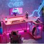 L-Shaped RGB Gaming Desk 132CM with Power Outlets & USB Image 7