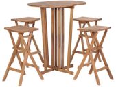 5 Piece Folding Bar Set Solid Teak Wood
