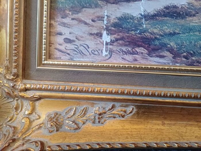 Pair of Huge Vintage Framed Artworks (105x75cm) - Matching Luxury Frames