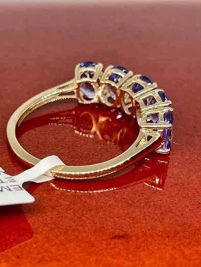 Gold 9K (375) Yellow Gold Premium Tanzanite 5 Stone Ring 4.00 Ct.
