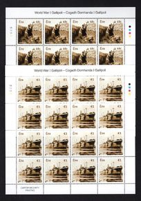 2015 Ireland World War 1 (Gallipoli) Commemorative Stamp Sheetlet Plate 1A1A1A1A Mint Never Hinged (MNH)