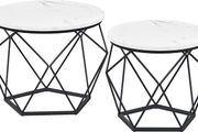 NEW SALE | Round Coffee Tables, Set of 2 Side Tables, Modern Style, Removable Tabletop, Steel Frame, for Living Room, White and Black