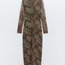 ZARA Tulle Maxi Dress XL New Animal Print Image 2