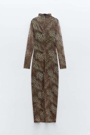 ZARA Tulle Maxi Dress XL New Animal Print