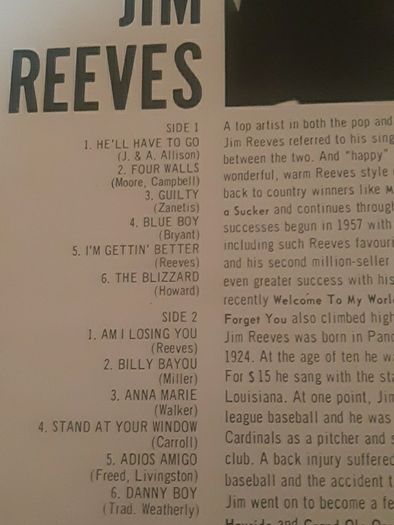 record jim Reeves the best of