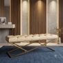 Luxury Chesterfield Bench  Gold Frame & White Tufted Upholstery 140cm Image 5