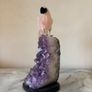 Rose Quartz Parrot on Large Amethyst Geode Cluster Base Image 4