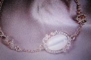 18K Rose Gold Filled simulated Opal &amp; Diamonds Bracelet