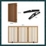 Wood Dog Gates and Barriers Indoor 3-Panel Freestanding Dog Gates for The House with 2 Metal Stands 82cm(H) Folding Pet Gate for Stair Doorway Expands Up to 140cm(W) Fully Assembled-Walnut Image 6