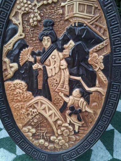2 X 15 Inch Bretby Pottery Art Deco Japanese Wall Plaques
