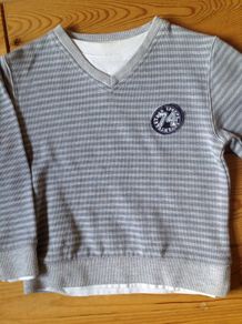 Grey striped Mock Layer Jumper